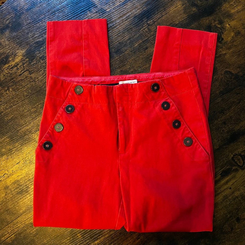 Fiery Red Orange Anthropologie Sailor skinny pant